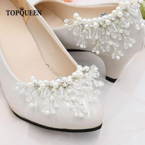 TOPQUEEN-X13 Shoes Accessories Clip Bridal Rhinestone Creative Pearls Decoration Popular Flower Sandals Detachmen Pinkage