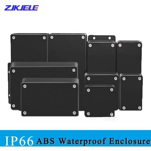 Outdoor Waterproof Electronic Distribution Box Safe Cable Case Plastic Black ABS Boxes Wire Junction Organizer Enclosure IP66