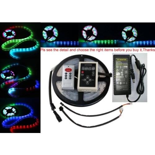 DC12V 5M 10m Digital RGB 133 Dream color 6803 IC waterproof LED Strip 5050 + RF remote controller + 12V power supply LED RGB kit