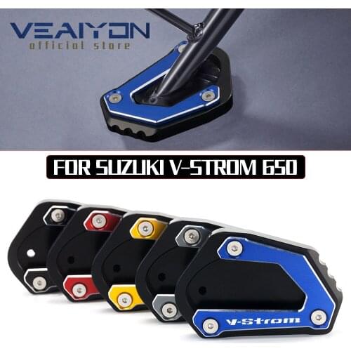 Motorcycle CNC Kickstand Foot Side Stand Extension Pad Support Plate For SUZUKI V-STROM 650 VSTROM 650/XT DL650 2004-2020