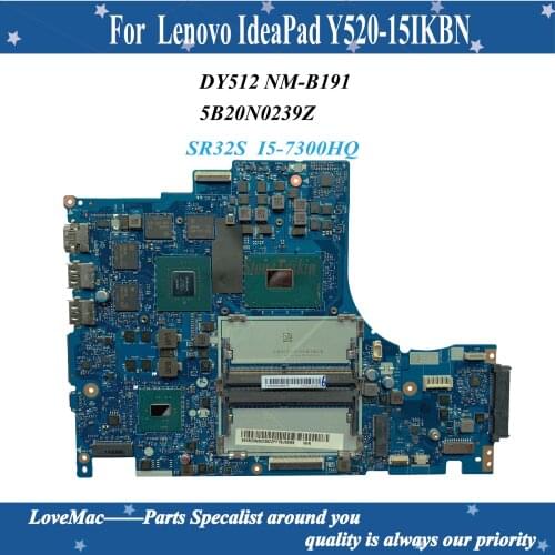 High quality FRU 5B20N00239 for Lenovo IdeaPad Y520-15IKBN Laptop Motherboard DY512 NM-B191 SR32S I5-7300HQ N17P-G0-A1 tested