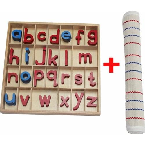Montessori Language Toy Instruction Activity With Wooden Box Lowercase Letters Blue Red Childrens Alphabet Toy Gift