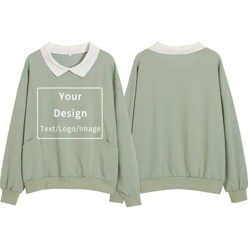 Women Pullover Loose Custom Your Sweatshirt Harajuku Hoodies Cotton Winter Best Friend Sweatshirts Turn-down Collar Streetwear