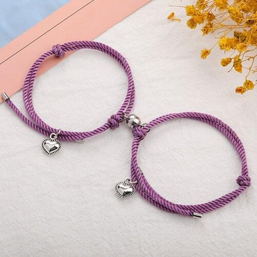 1 Pair Adjustable Magnetic Attraction Couple Friendship Bracelets Creative Simple Mountain Sea Pendant Bracelets Jewelry Gift