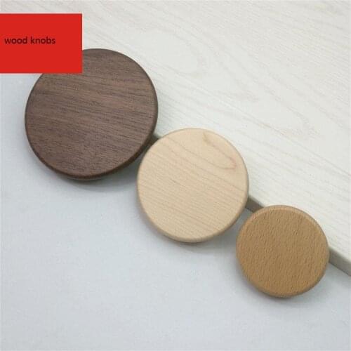 1PCS Cabinet Solid Wooden Round Handles Wardrobe Drawer Knobs Door Dresser Pulls Furniture Hardware