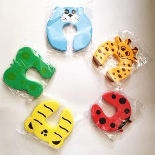 5/10pcs/Set Children Safety Cartoon Door Clamp Pinch Hand Security Stopper Cute Animal Baby Clip #05