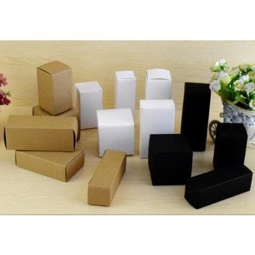 50pcs- 20 sizes available Brown/White/Black blank Kraft Paper Box for Cosmetic valves tubes Craft Candle Gift Packing Boxes