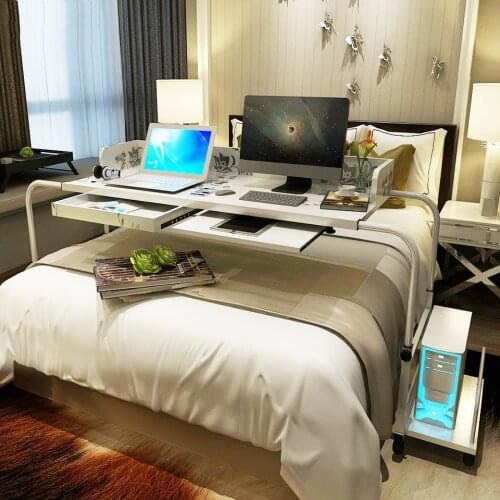 9% LK380 Creative Widen&Height Adjustable Laptop Stand Cross Bed Computer Table Large Size Computer Desk with Keyboard&Draw