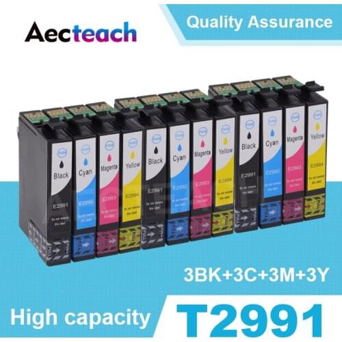 Aecteach 12PCS Compatible For Epson 29XL T2991XL T2991 Ink Cartridge XP235 XP247 XP245 XP332 XP335 XP342 XP345 XP435 XP432 XP442