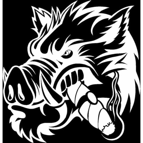 Car Stickers Ferocious Wild Boar Accessories Decorative Decals PVC Car Stickers Waterproof Sunscreen Black/white, 18cm*17cm