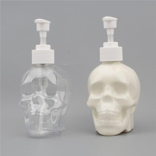 Creative Skull Shape Liquid Soap Fillable Bottle 350ml Soap Dispenser Hand Soap Shower Gel Shampoo Transparent Empty Bottle