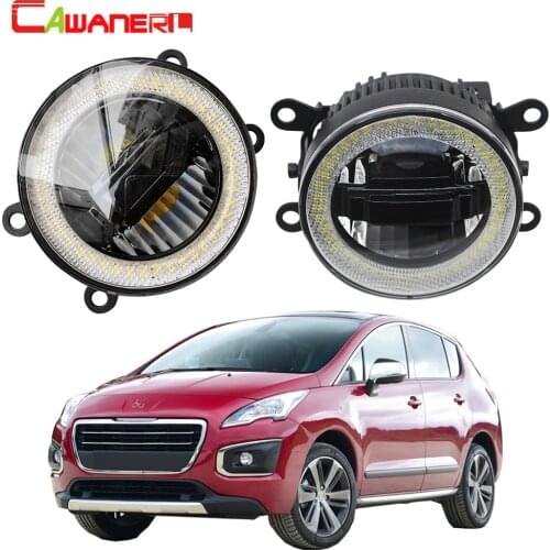 Cawanerl For Peugeot 3008 MPV 2009 2010 2011 2012 2013 Car 3000LM LED Fog Light Daytime Running Lamp Angel Eye DRL 12V