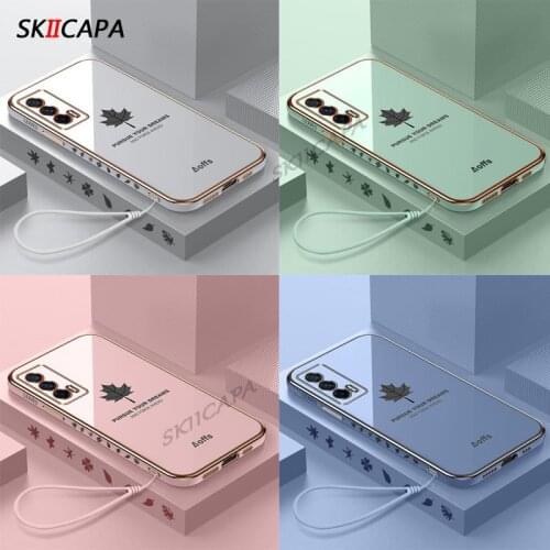 6D Plating Silicone Phone Case For VIVO S10 S9E S7 S6 S5 S1 Pro Cases Candy Color Lanyard Back Cover For VIVO IQOO NOE 5 Z1X Z3