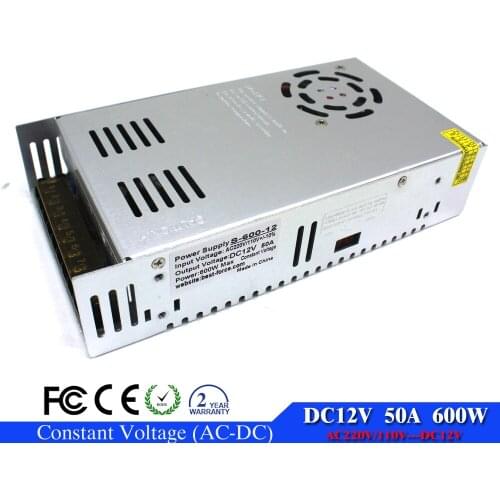 DC12V 50A 600W Switching Power Supply Driver Transformer 110V 220V AC-DC 12v SMPS for Led Strip Control Switch Display lamp