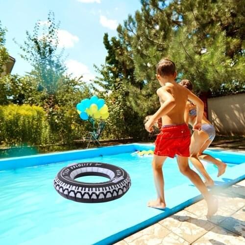 Adult Inflatable Pool Float Tube Circle Summer Water Toys Air Mattress Boia Piscina Cool Black Wheel Tire Men Swimming Ring