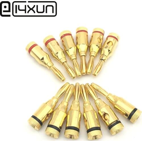 EClyxun 50pcs 4mm 24k Gold Plated Musical Speaker Cable Wire Pin Banana Plug Connector Home Theater