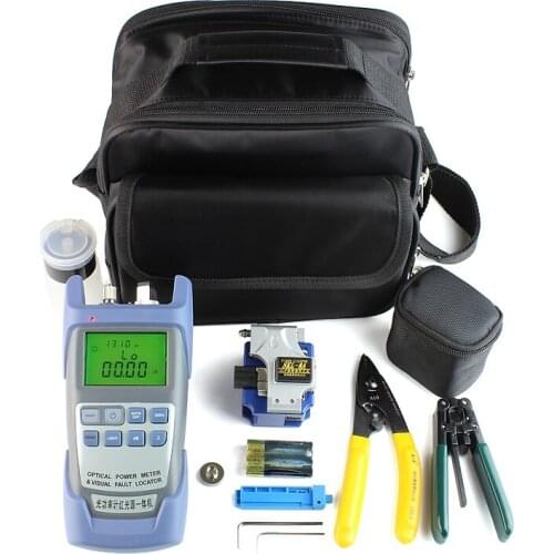 FTTH Tool Kit with Optical Source Power Meter Visual Fault Locator 10mw and Fiber Cleaver and Cable Strippers