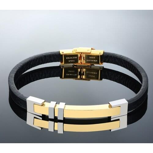 Hiphop Style Microfiber Leather Bracelets with Stainless Steel Clasp Men Jewelry Fashion Adjustable Bangle Bracelet