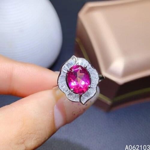 KJJEAXCMY fine jewelry 925 sterling silver inlaid natural pink topaz Womens new fashion personality gem ring support detection