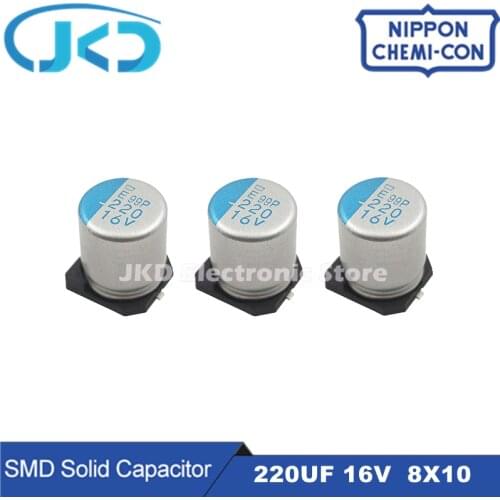20pcs/100pcs NCC 220UF 16V 8X10mm SMD Solid Capacitor 16V220uF For Motherboard VGA Low ESR NIPPON CHEMI CON 220UF16V 8*10mm