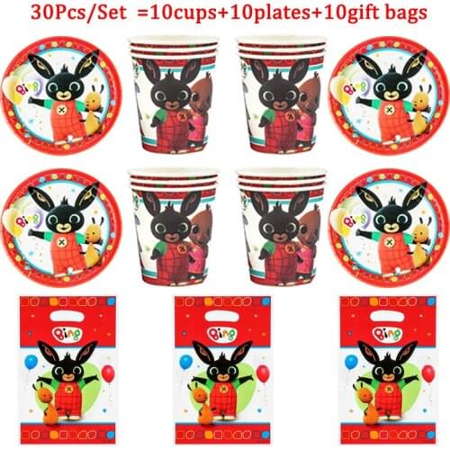 Red Rabbit Theme Kids Birthday Decoration Party Paper Cup Plate Wedding Party Gift bags Baby Shower Paper Tableware Set Supplies