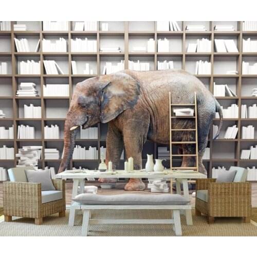 Creative book shelf TV sofa 3D background wall decoration wallpaper murals