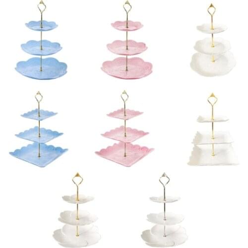 Creative Three Layers Cake Stand Fashionable Living Room Dessert Fruit Birthday Party Wedding Snack Cupcake Plate