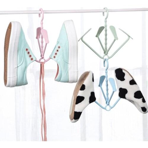 Multifunctiona Balcony Drying Shoes Hanger Hook Rotatable Windproof Shoes Slipper Hanging Holder Rack Household Clothing Hanger