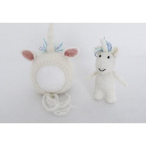 Soft Sheep Hat and Toy Set For Photography Props Baby Shower Gift Photo Props Infant Sheep Bonnet Toy