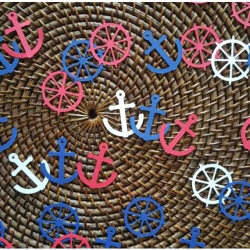 Custom anchor under the sea Confettis Nautical wedding birthday Table decor scrapbook scatters party decor
