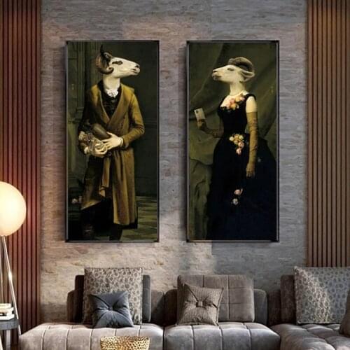 Retro Earl of The Goat Animal Wall Art Canvas Painting Nordic Posters and Prints Wall Pictures for Living Bedroom Decoration