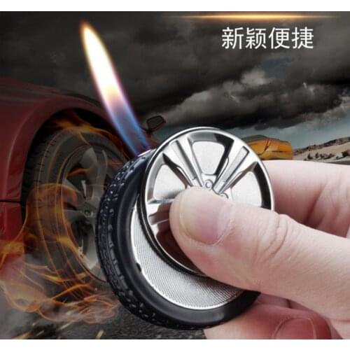 NEW 2020 Funny wheel tire model butane Inflatable gas cigarette lighter Creative personality open flame smoking igniter men gift