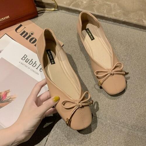 Pure Color Minimalist Designer Womens Shoes Flat Round Head Low Cut Shallow Mouth Elegant Retro Spring Autumn Essential W38-63