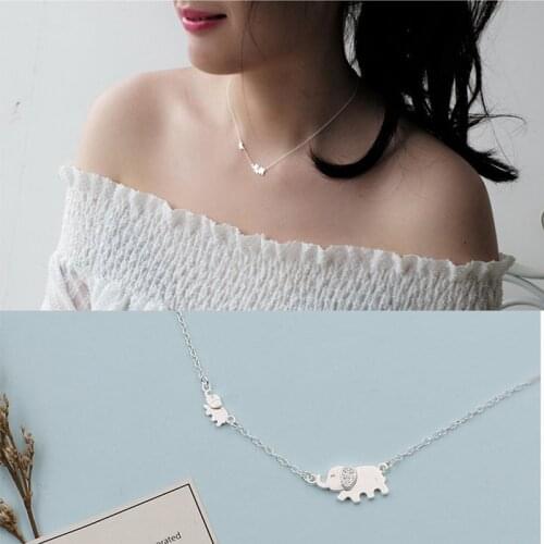 925 Sterling Silver Cute Elephant Necklace Women Clavicle Chain choker collar Mothers Day Gift S-N342