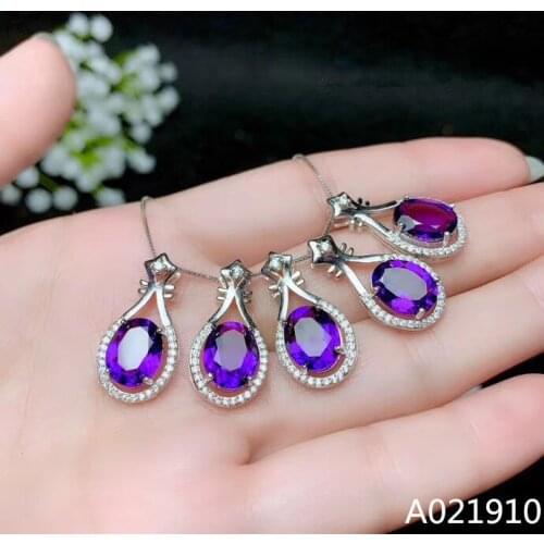 KJJEAXCMY boutique jewelry 925 sterling silver inlaid Amethyst necklace Womens pendant luxurious