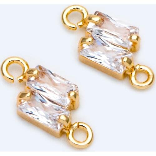 10pcs CZ paved Gold Rhombus Charms 12x5mm, 18K Gold plated Brass, Geometric Connector Pendants For Jewelry Making DIY (GB-1394)