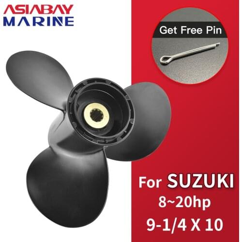 9 1/4 *10 Outboard Propeller For Suzuki 8 9.9 15 20 hp Motor Aluminum Alloy Screw 3 Blade 10 Spline Marine Engine Part 9.25X10