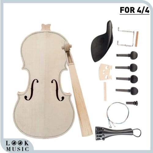 DIY 4/4 3/4 1/2 1/4 1/8 Size Natural Solid Wood Acoustic Violin Fiddle Kit Spruce Top Maple Back Neck Aluminum Alloy Tailpiece
