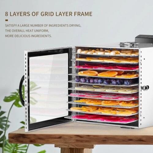 10 Trays Food Dehydrator Stainless Steel Snacks Dehydration Dryer Fruit Vegetable Herb Meat Drying Machine 110V 220V EU US