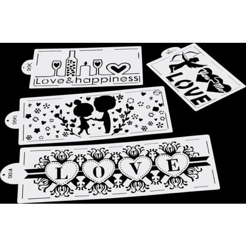 Valentines Day Couple Lovers Cupcake Cookie Stencils Cake Template Mold Baking Tools For Cakes Wedding Decoration Cake Stencil