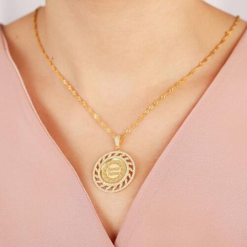 Vaoov 925 Sterling Silver Personalized Ring Cut Motif Name Necklace - Made in Turkey