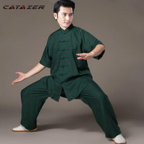 Shortsleeves Summer Tai Chi Uniform Martial Arts Kung Fu Wing Chun Shaolin Suit Jacket Pants