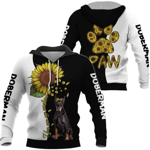 Funny Sunflower Doberman 3D All Over Printed Hoodies Fashion Pullover Men For Women Sweatshirts Sweater Animal Costumes