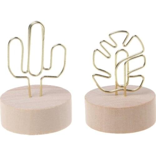 Memo Card Photo Message Picture Clip Note Clamp Table Numbers Round Wooden Base Holder For Wedding Party M5TE