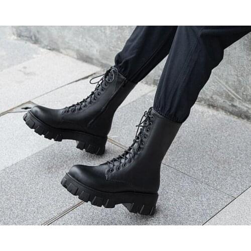 Womens Shoes 2021 Fashion Plus Size Martin Boots Women Lace Up Platform Boots Shoes Autumn Boots Woman Booties Zapatos Mujer