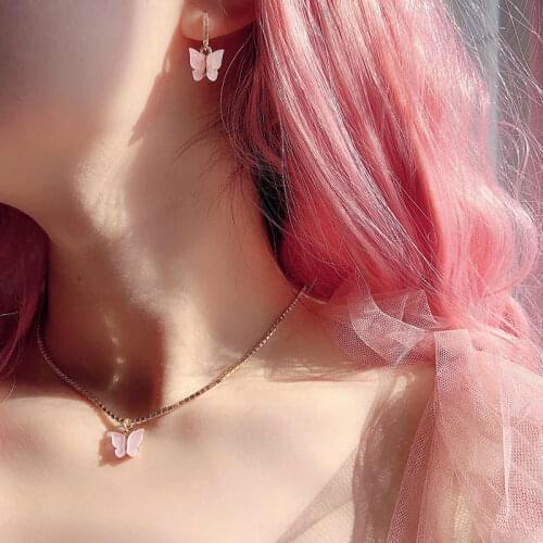 Flatfoosie Crystal Rhinestone Choker Necklace For Women Butterfly Pendant Necklace New Fashion Exquisite Temperament Jewelry