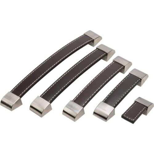 1PCS Leather Style Cabinet Handles and Knobs Modern Simple Zinc Alloy Wardrobe Drawer Door Pulls Furniture Hardware