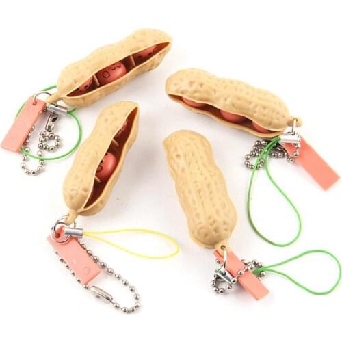 1PC Fingertip Toys Peanut Keychain Bean Pea Relaxing Fingers Squeeze Toy Decor Decompression Edamame ABS And Metal Toys