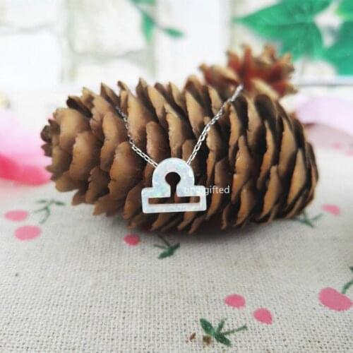 1pc/pc OP17 white 12 Zodiac Sign Opal Necklace 925 Sterling Silver O chain 12 Zodiac Opal Necklace & Pendant for free shipping