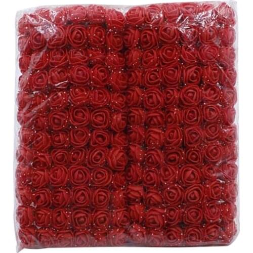 144pcs Artificial Flowers Mini Foam Roses With Stem Wedding Bouquet Decor